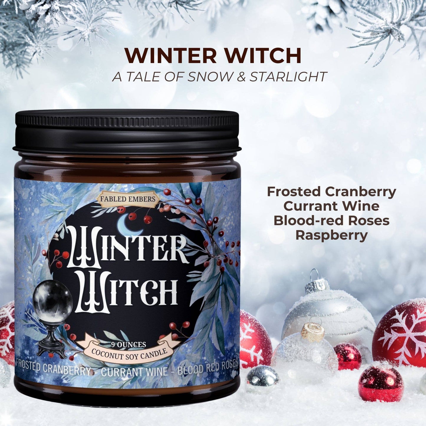 WINTER WITCH | Cranberry Wine & Rose | Candle