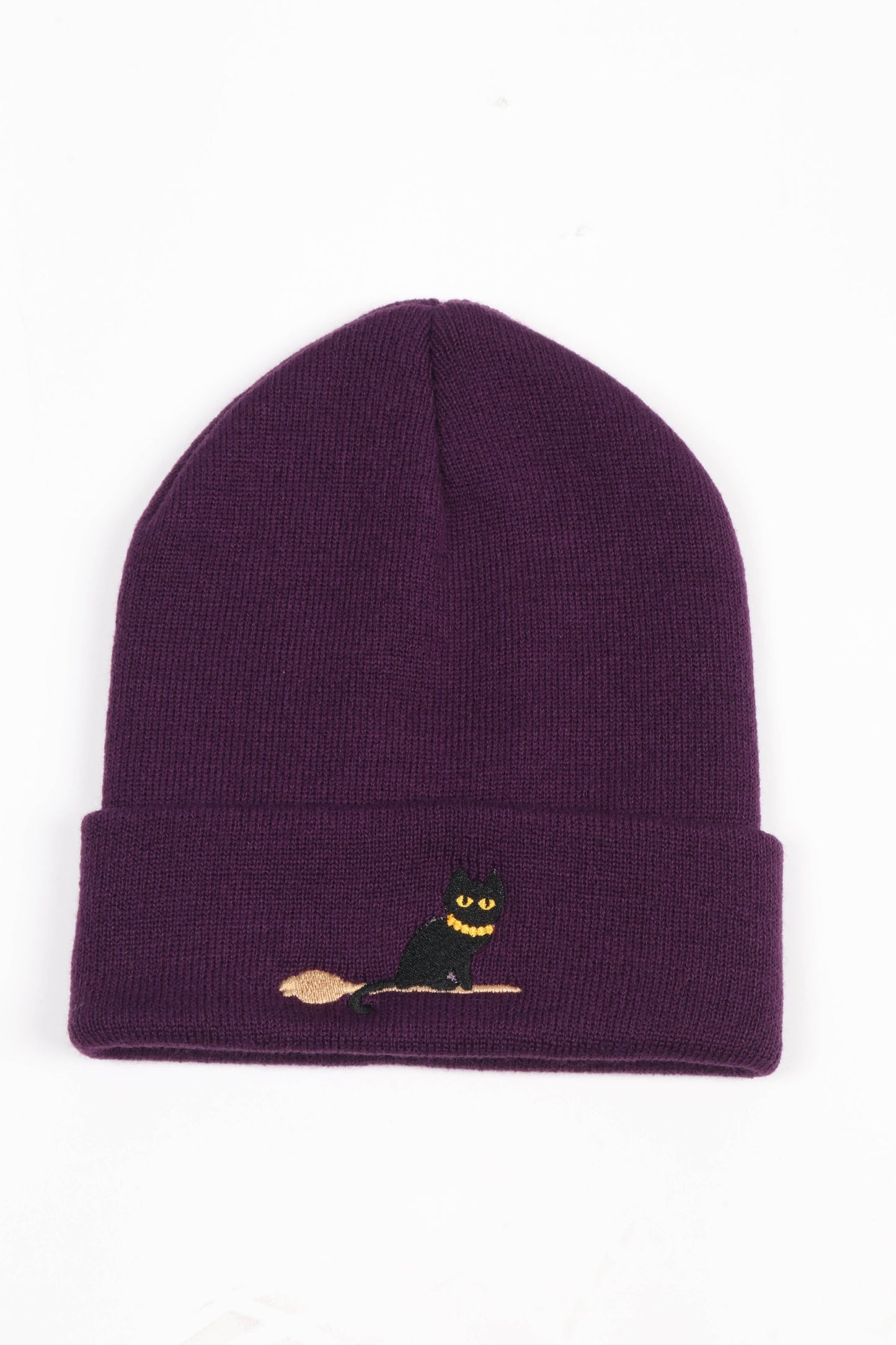 Black Cat Embroidered Beanie