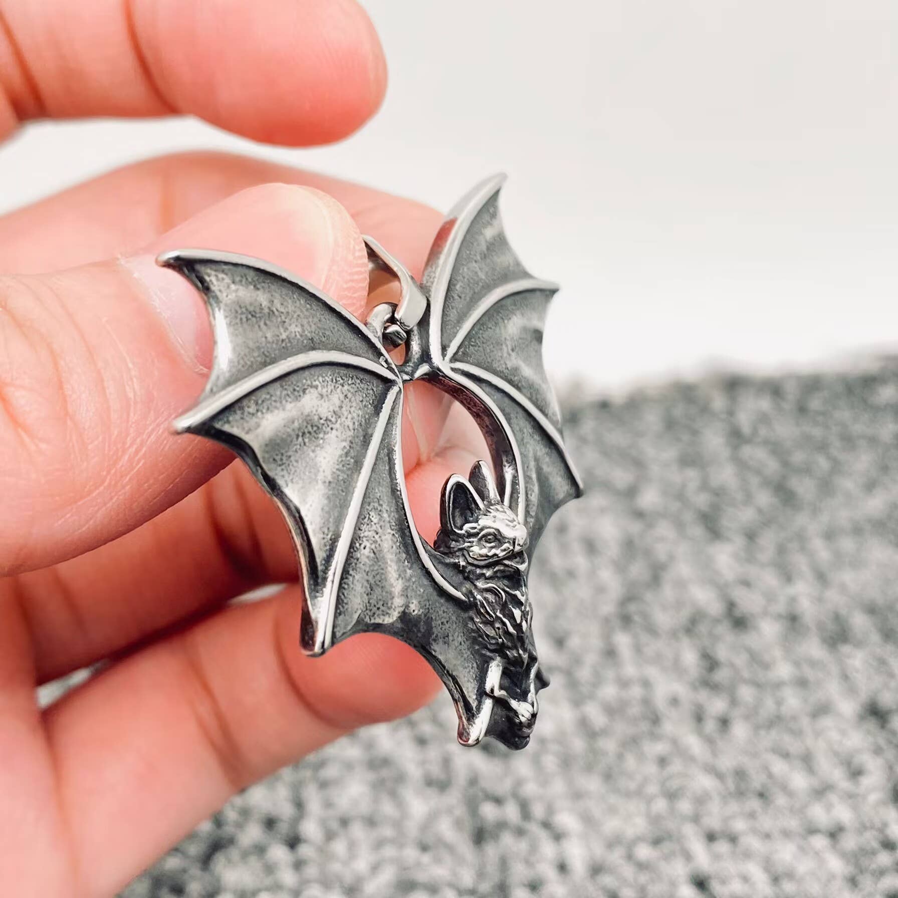 Gothic Stainless Steel Bat Pendant - MJ/MNP/GT - Cozy Coven