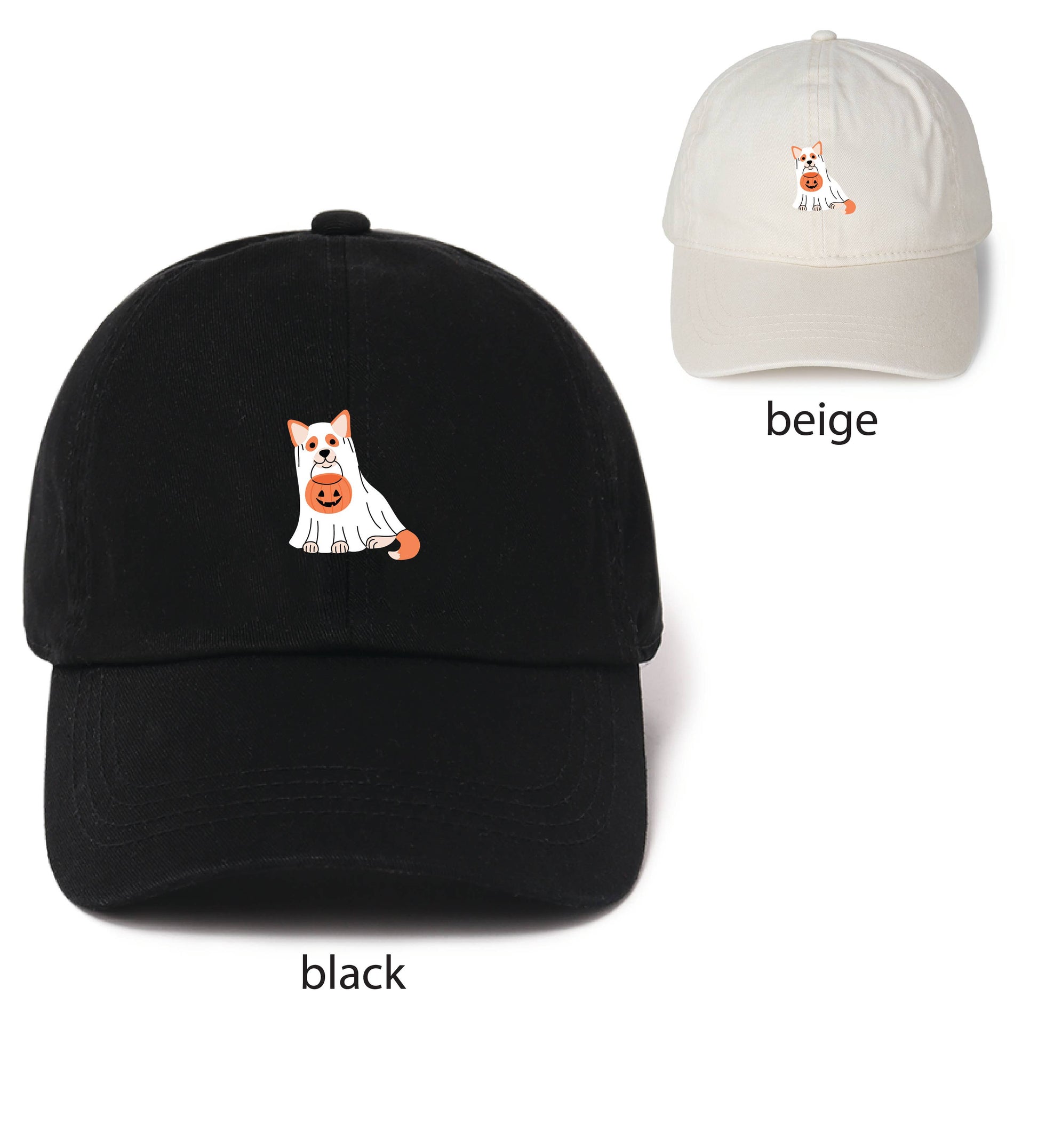 Ghost Dog HALLOWEEN Trick-or-treat Embroidered Baseball Cap - Cozy Coven