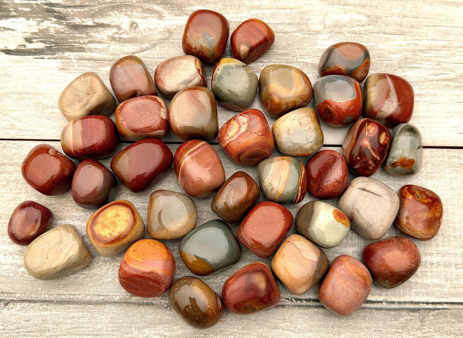 Wholesale Lot 2 lbs Natural Polychrome Jasper Tumble Crystal - Cozy Coven