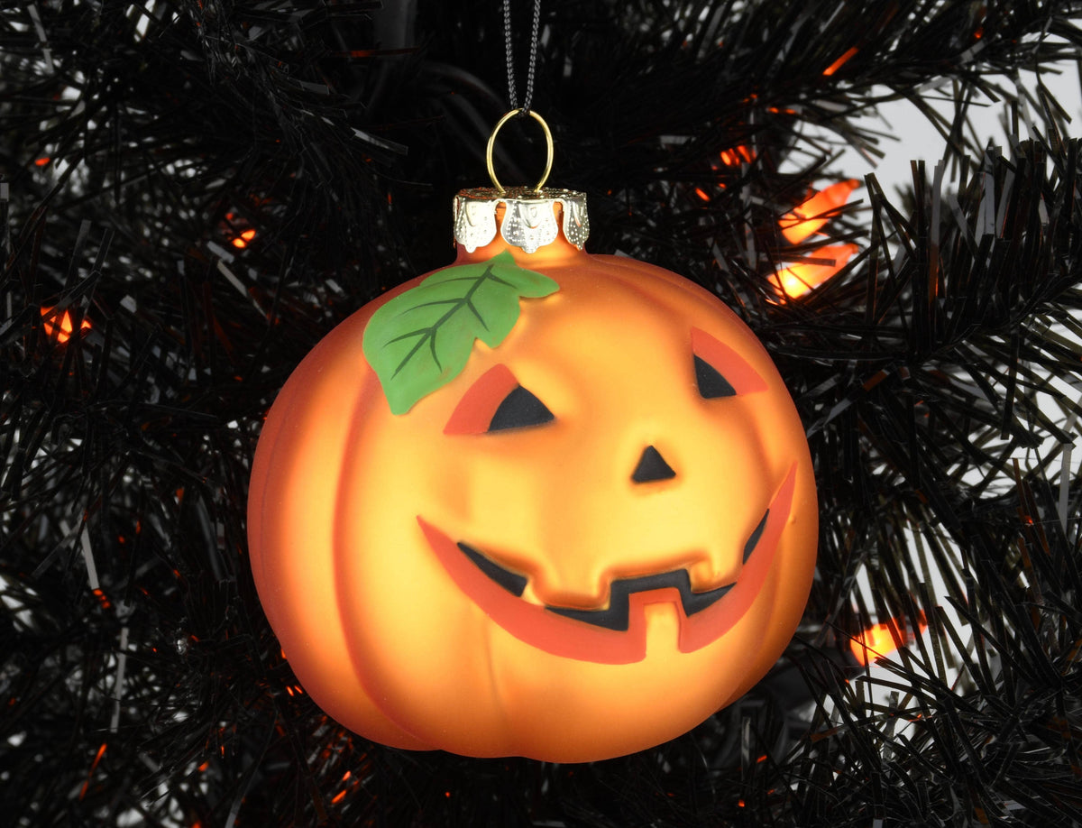 Pumpkin Glass Bulb Jack-o'-lantern Halloween Ornament - Cozy Coven