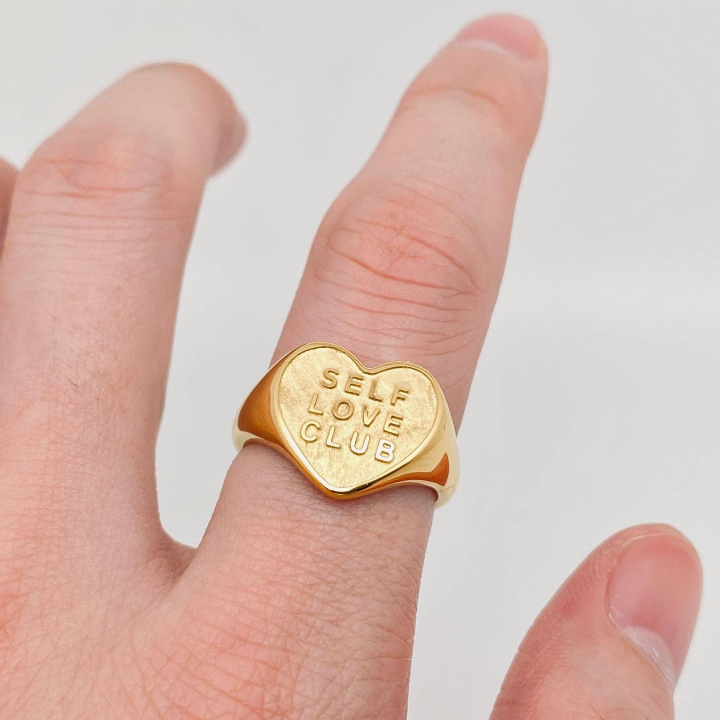 "SELF LOVE CLUB" Heart Shaped 18K Gold Plated Rings