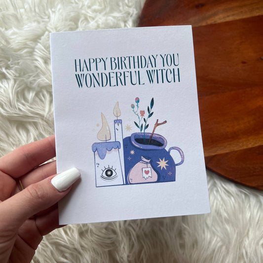 "Happy Birthday You Wonderful Witch" Birthday Card - Cozy Coven