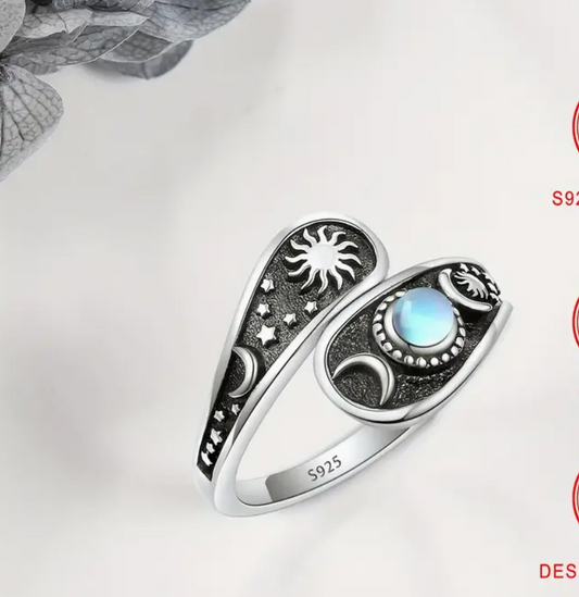 Celestial Sterling Silver Spoon Style Adjustable Ring