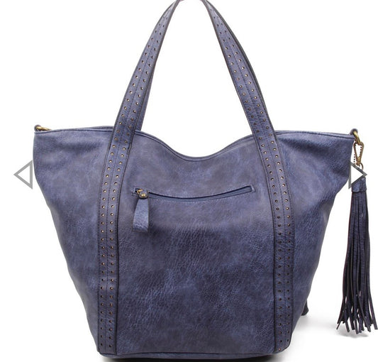 Vegan Leather Amelie Tote- Blue - The Healing Collective NY 