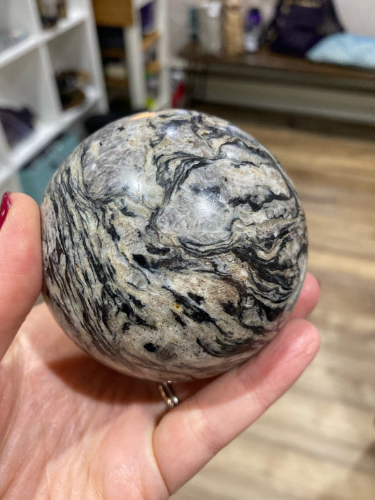 Zebra Calcite / Aragonite Sphere - The Healing Collective NY 