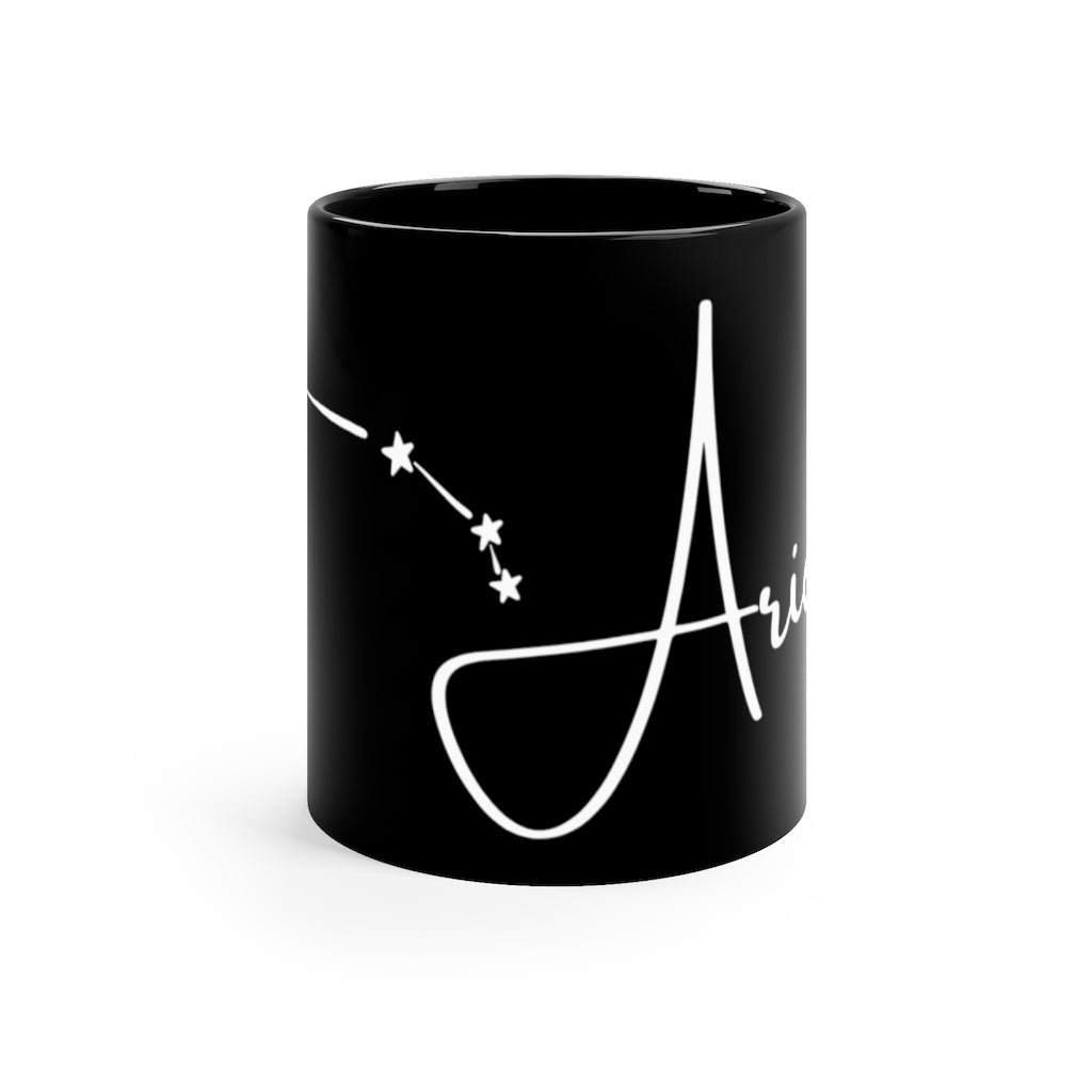 Aries Astrology Sign with Constellation Black Mug - Cozy Coven