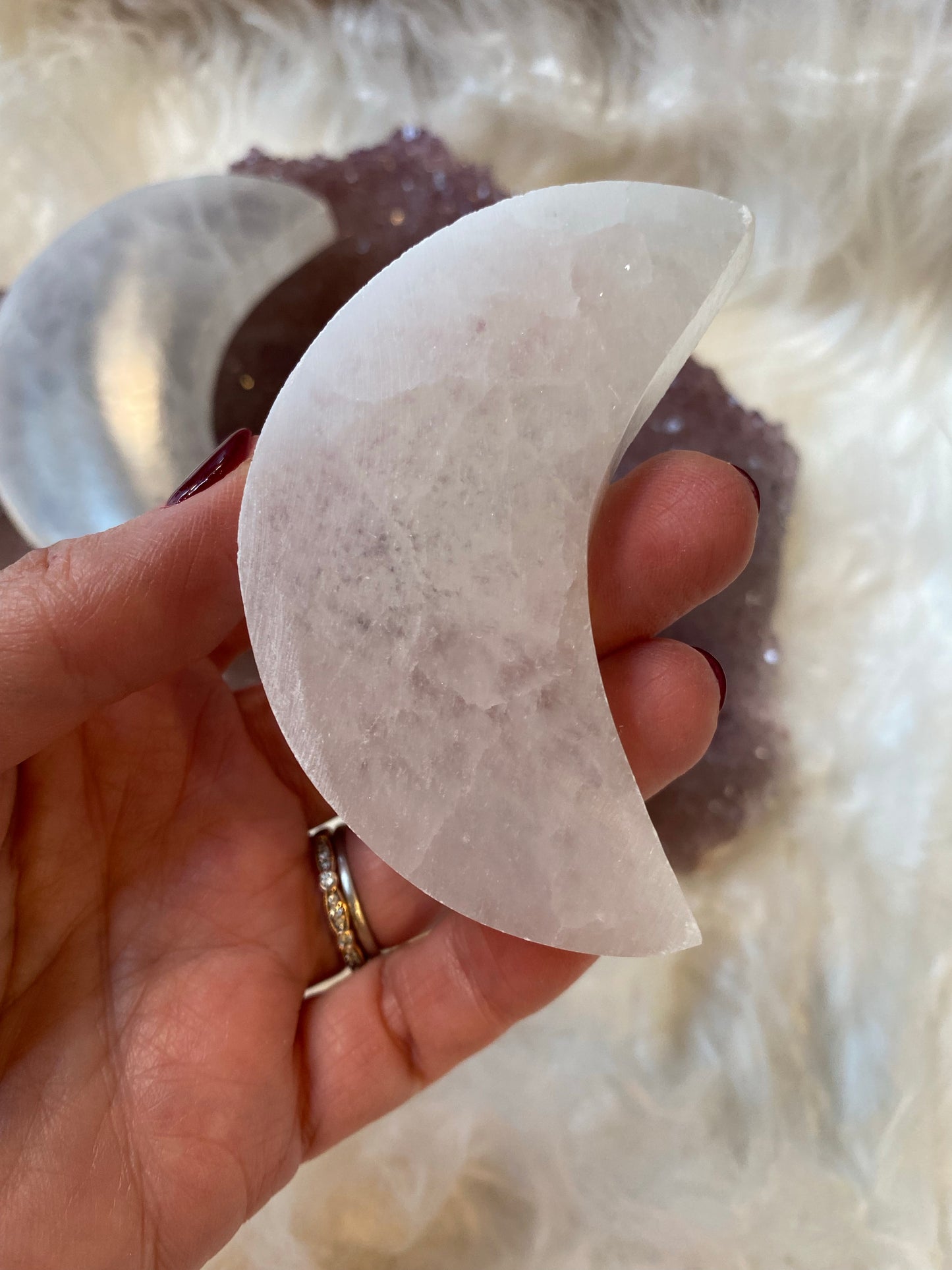 Selenite Moon Carvings - The Healing Collective NY 