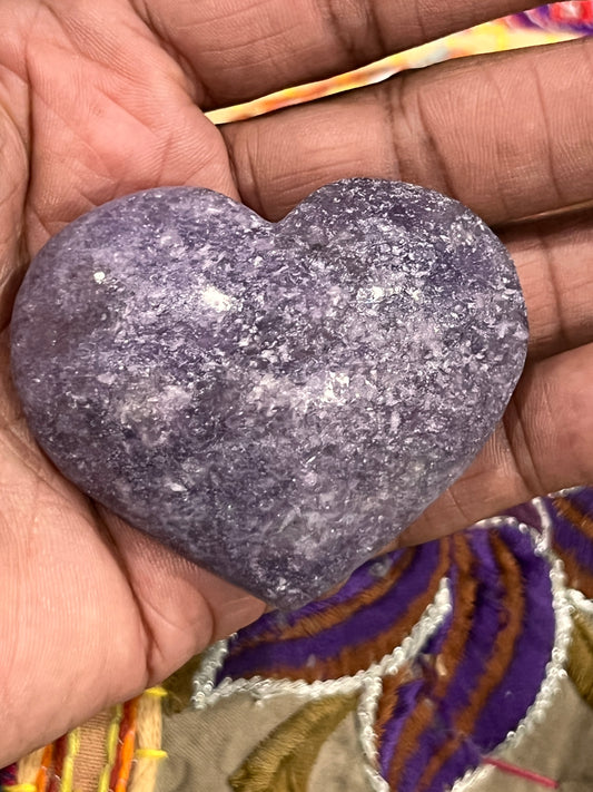 Lepidolite heart palm stone - The Healing Collective NY