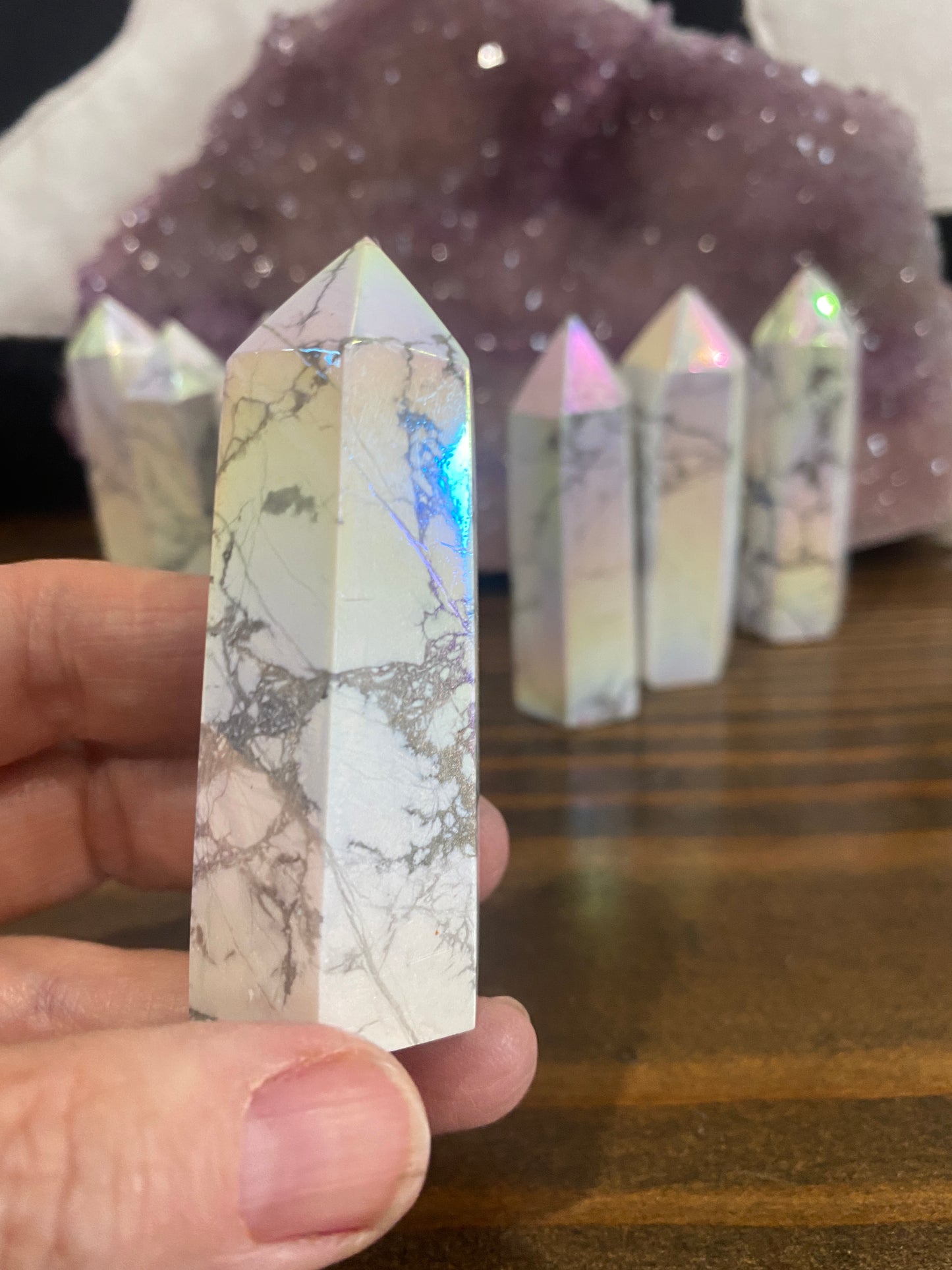 Howlite Rainbow Angel Aura Towers