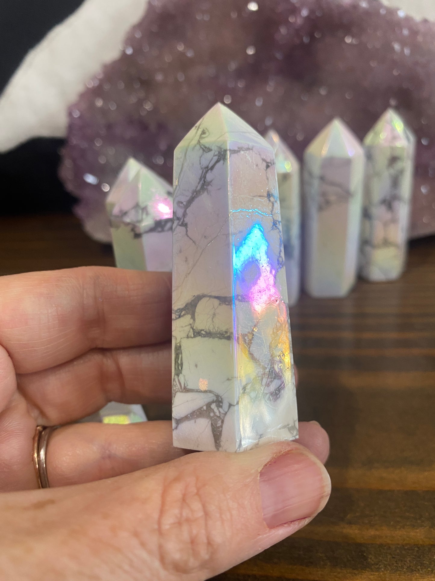 Howlite Rainbow Angel Aura Towers