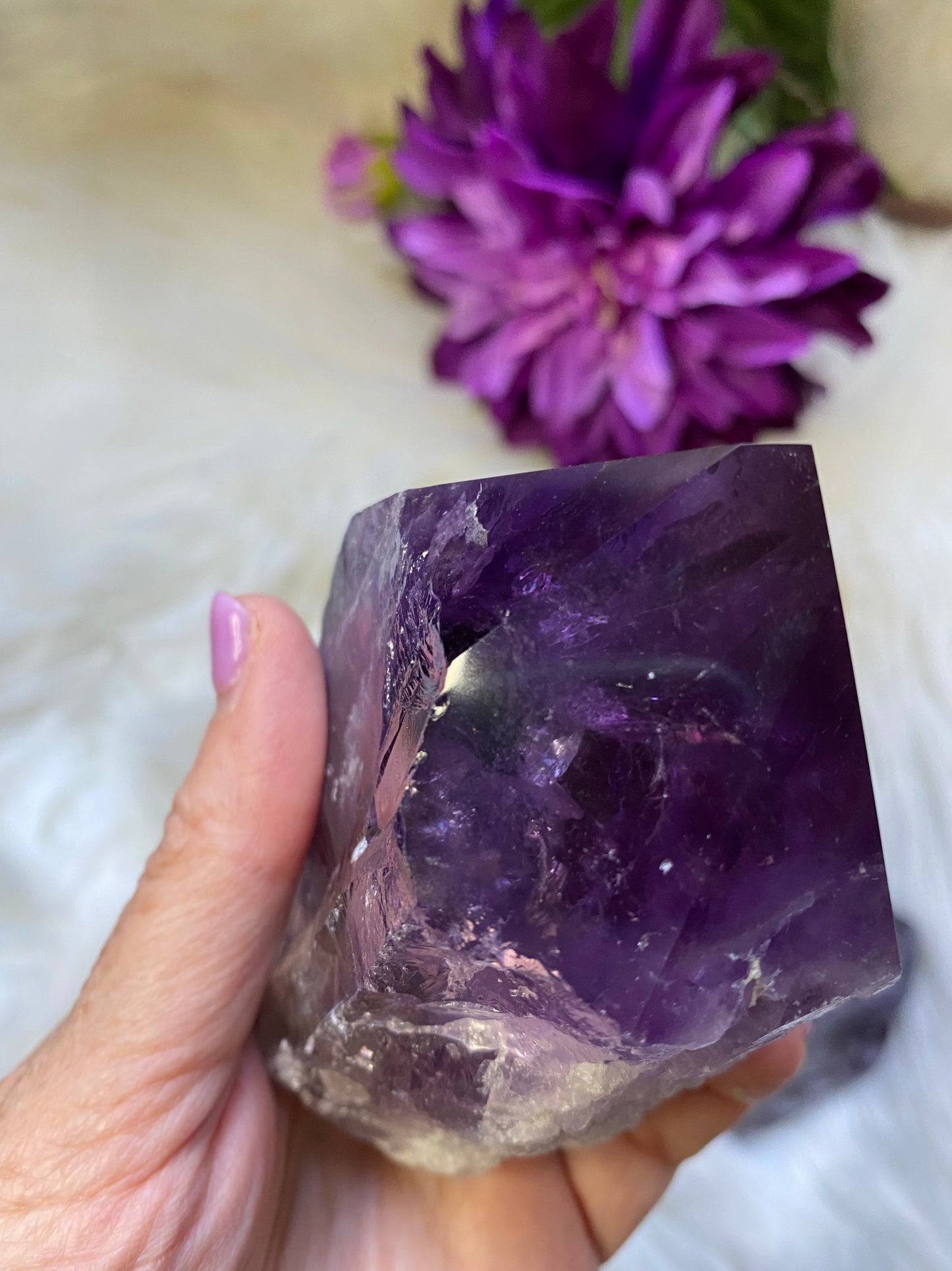 Phantom Amethyst Root Point / Rough Sides Polished Top/ Generator C468 - The Healing Collective NY 