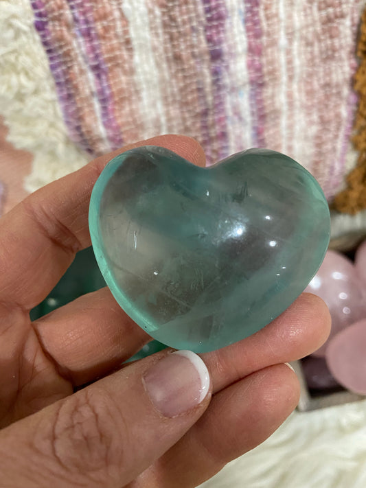 Green Fluorite Heart Palmstone