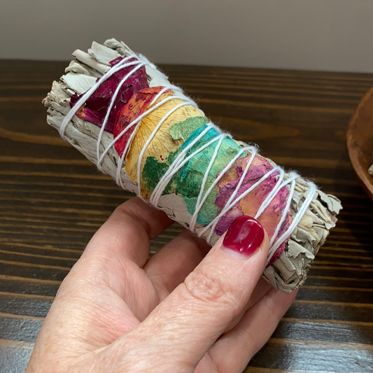 Rainbow Rose White Sage Bundle - The Healing Collective NY 