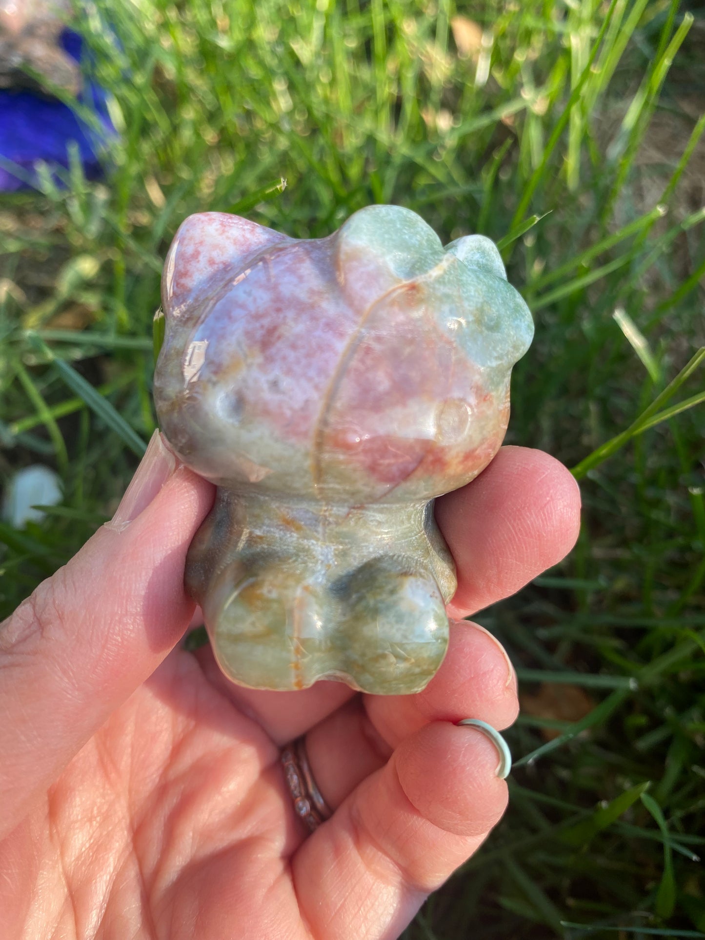 Ocean Jasper Hello Kitty Carving