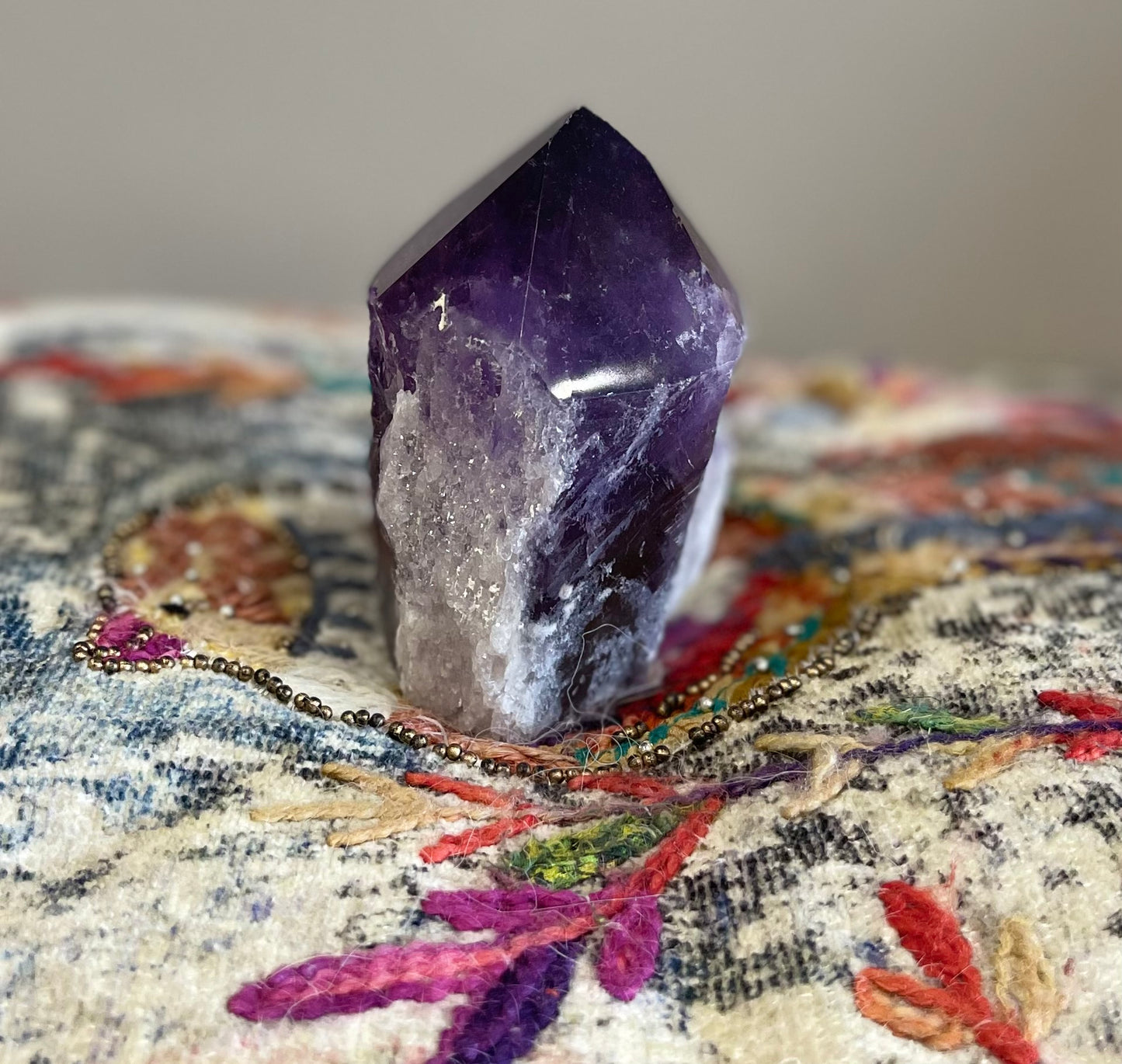 Phantom Amethyst Root Point / Rough Sides Polished Top/ Generator C468 - The Healing Collective NY 