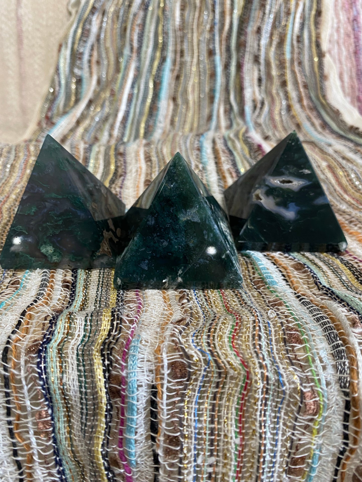 Moss Agate Pyramids - The Healing Collective NY 