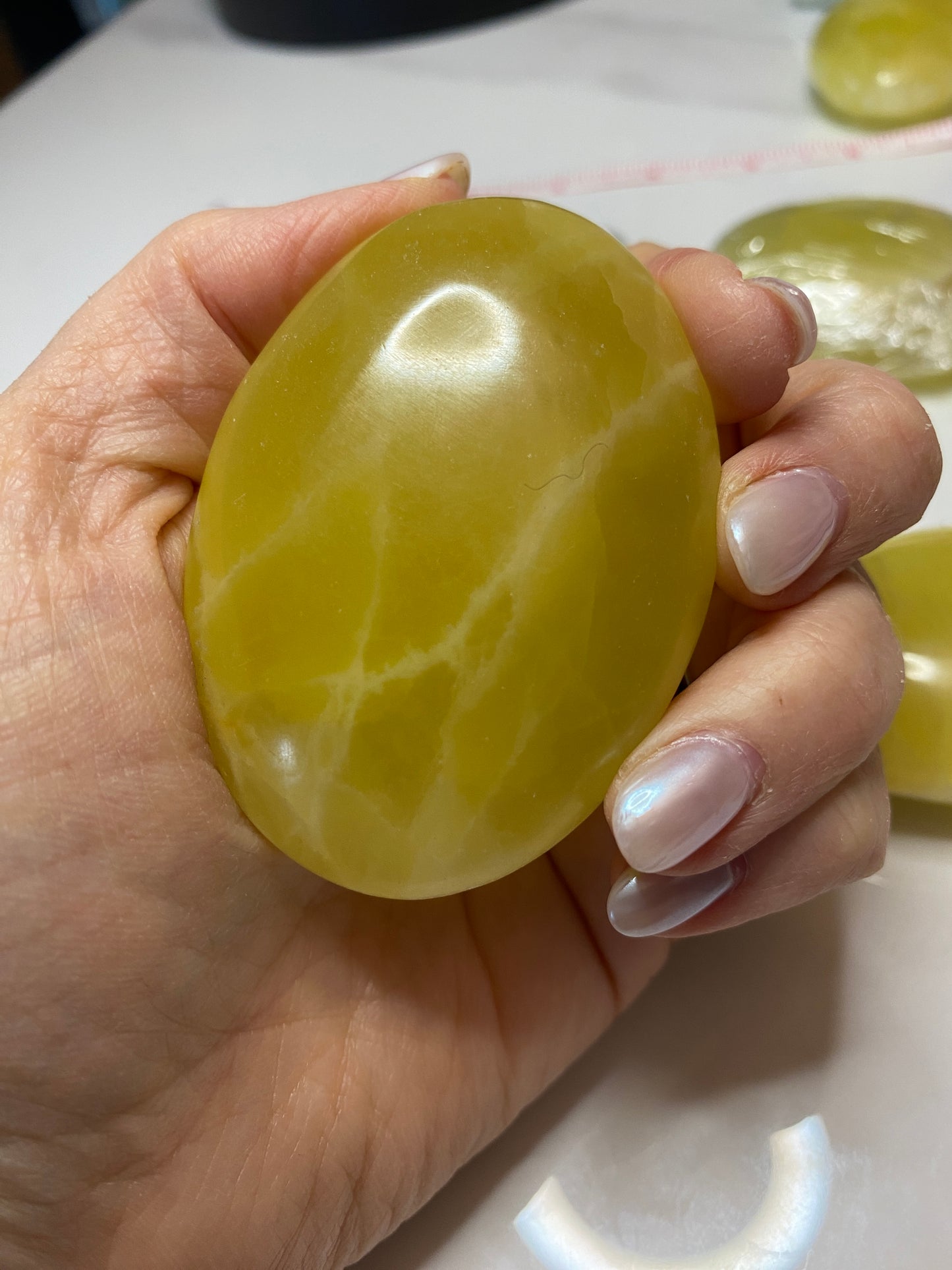 Lemon Yellow Calcite Palm Stone