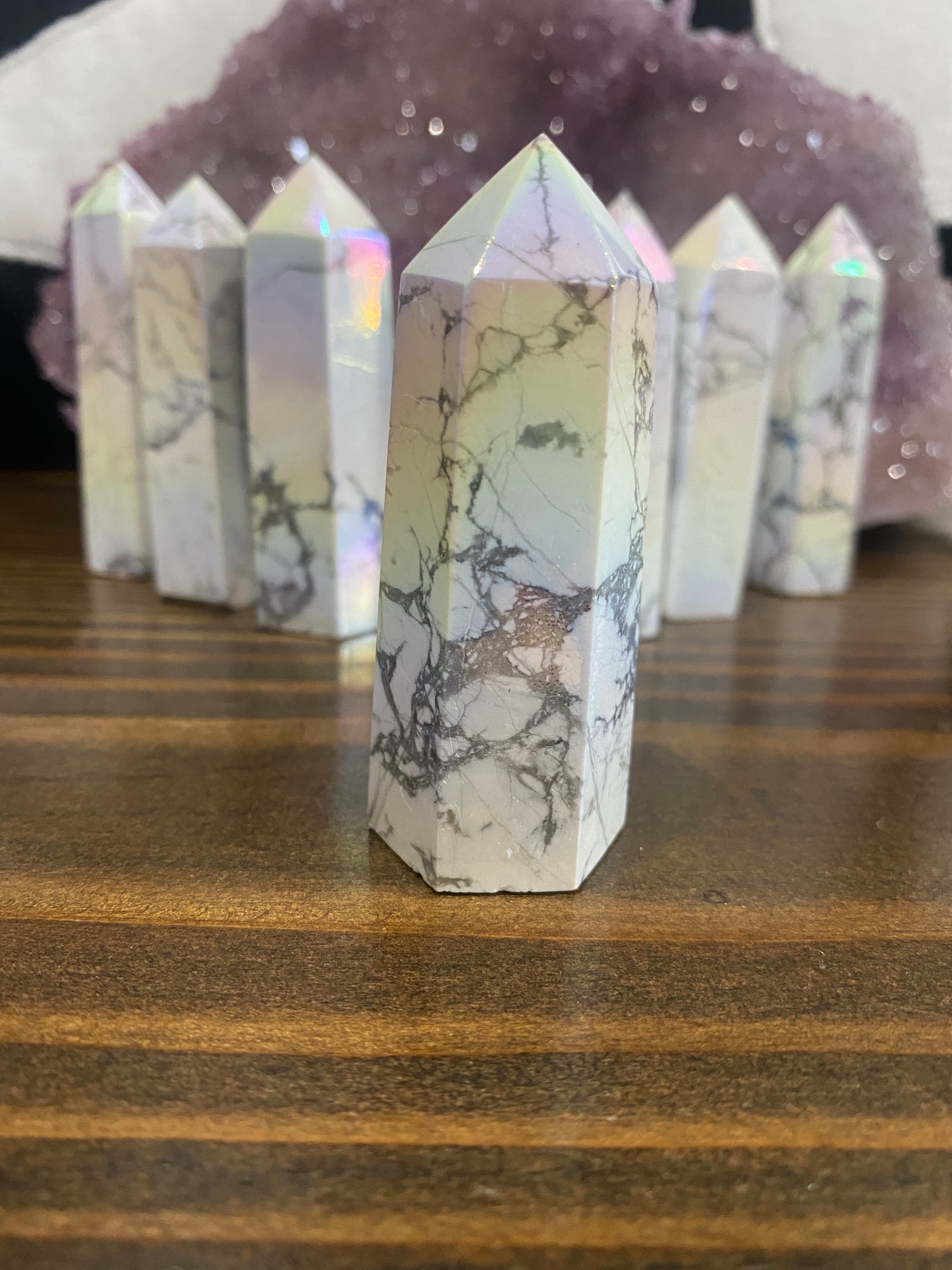 Howlite Rainbow Angel Aura Towers