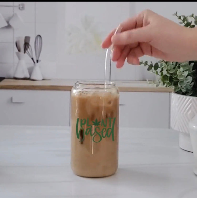 Plant Based Glass Can Cup  | Frosted Glass Cup