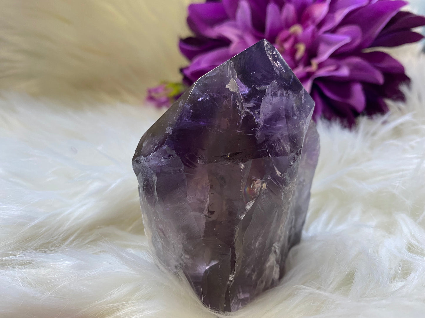 Phantom Amethyst Root Point / Rough Sides Polished Top/ Generator D368 - The Healing Collective NY 
