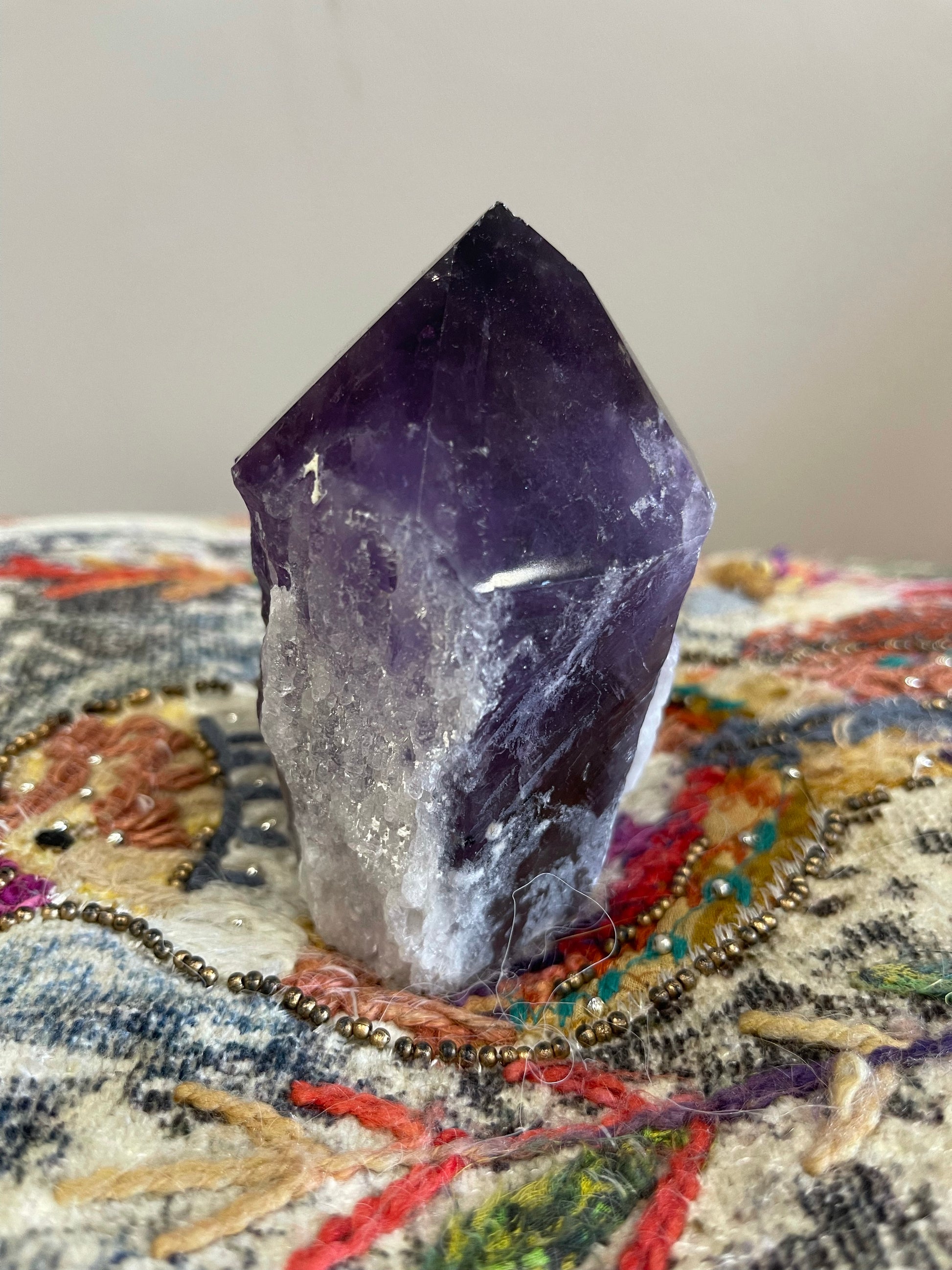 Phantom Amethyst Root Point / Rough Sides Polished Top/ Generator C468 - The Healing Collective NY 