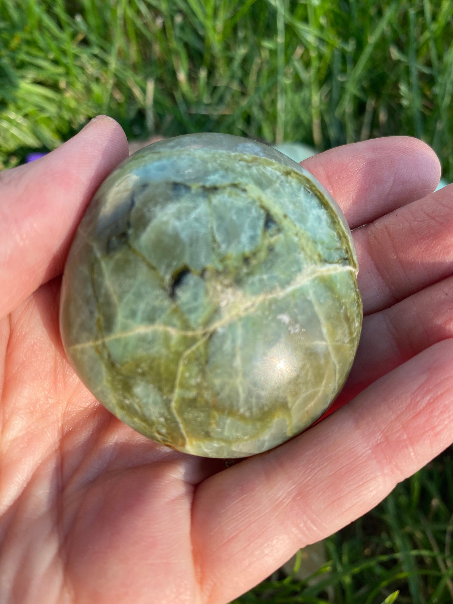 Green Moonstone / Garnierite Palm Stone
