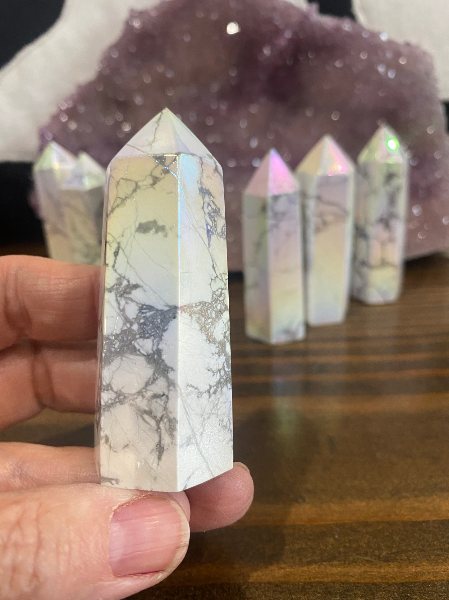 Howlite Rainbow Angel Aura Towers