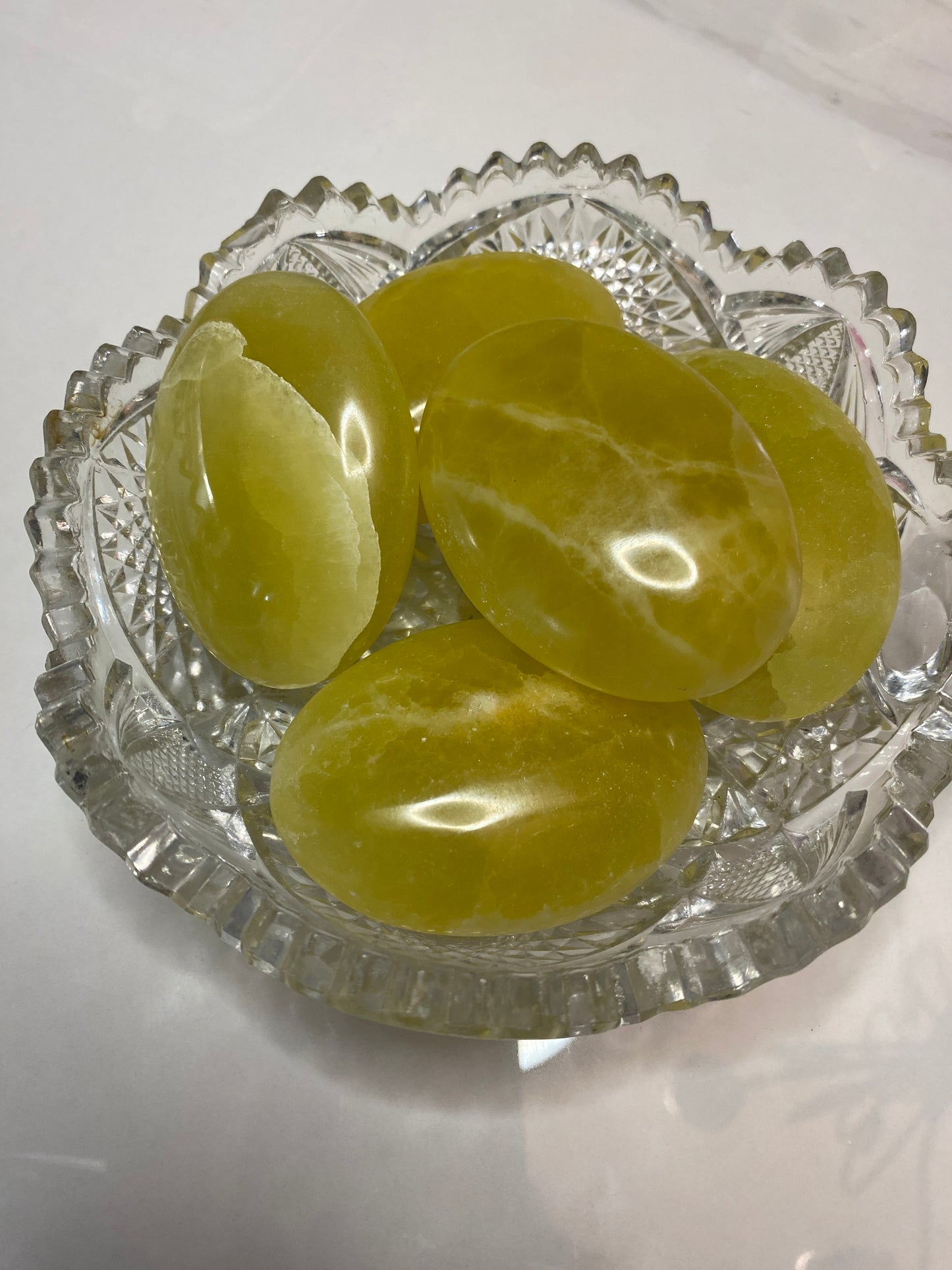 Lemon Yellow Calcite Palm Stone