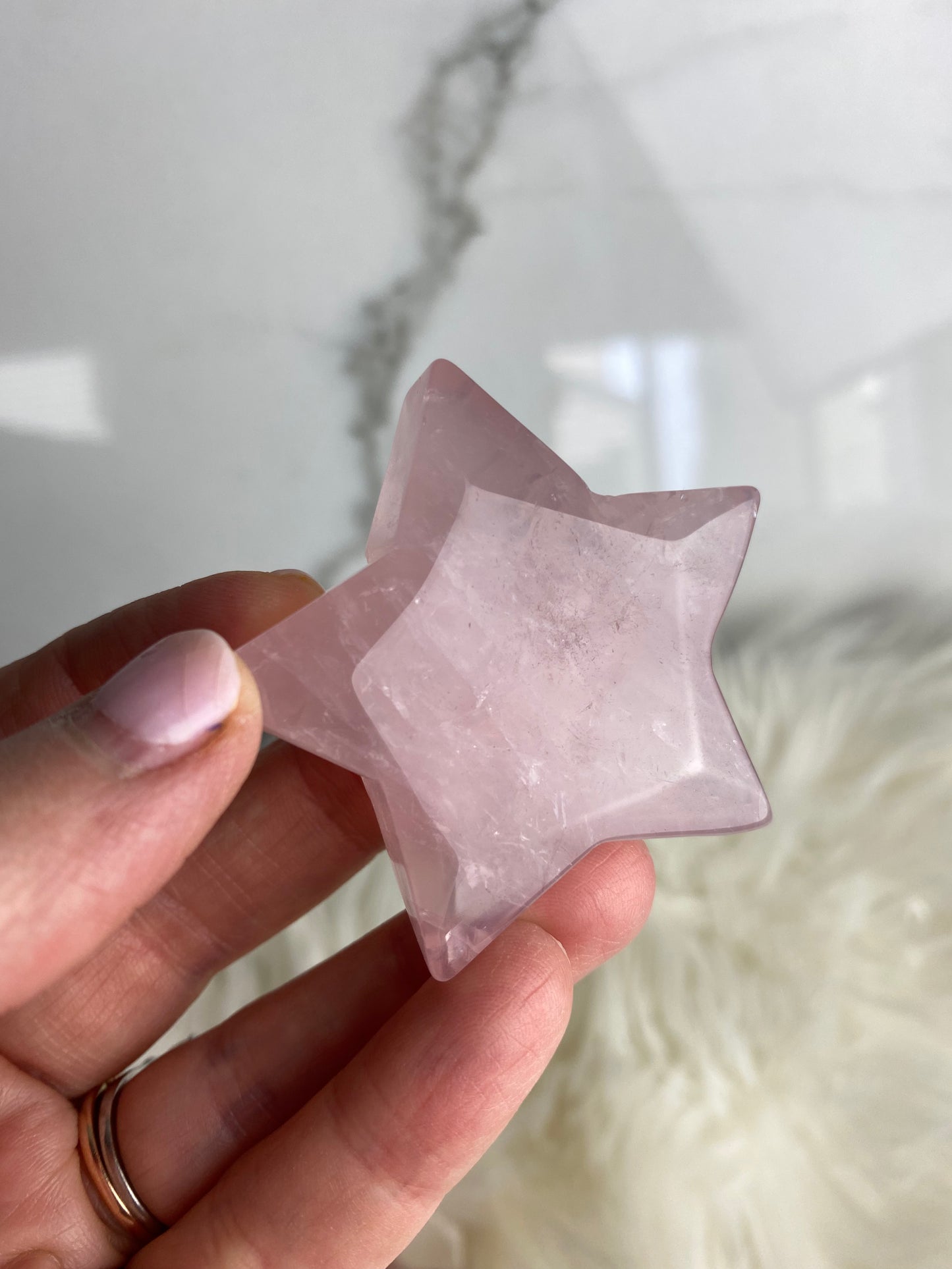 Rose Quartz Moon and Stars