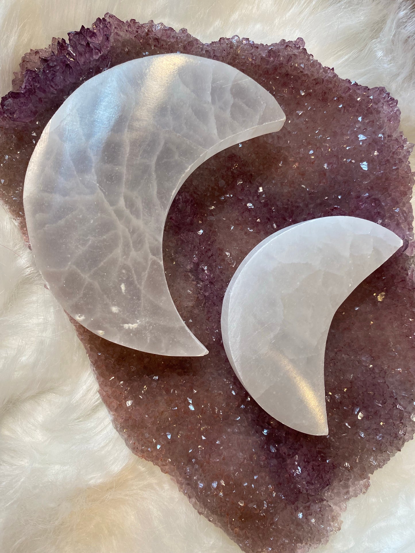 Selenite Moon Carvings - The Healing Collective NY 