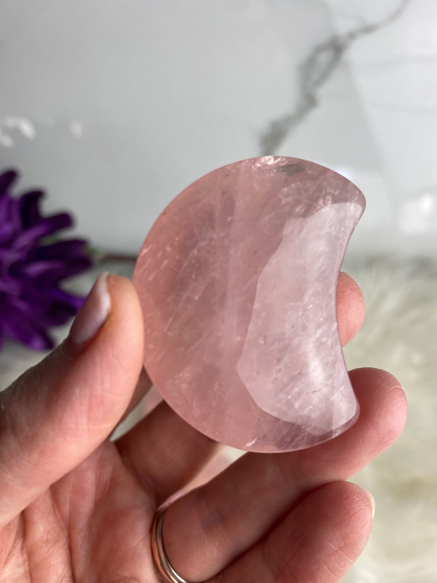 Rose Quartz Moon and Stars