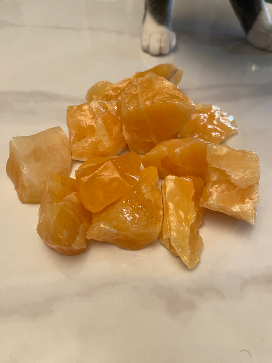 Orange Calcite Stone Rough Unpolished Gem Grade A