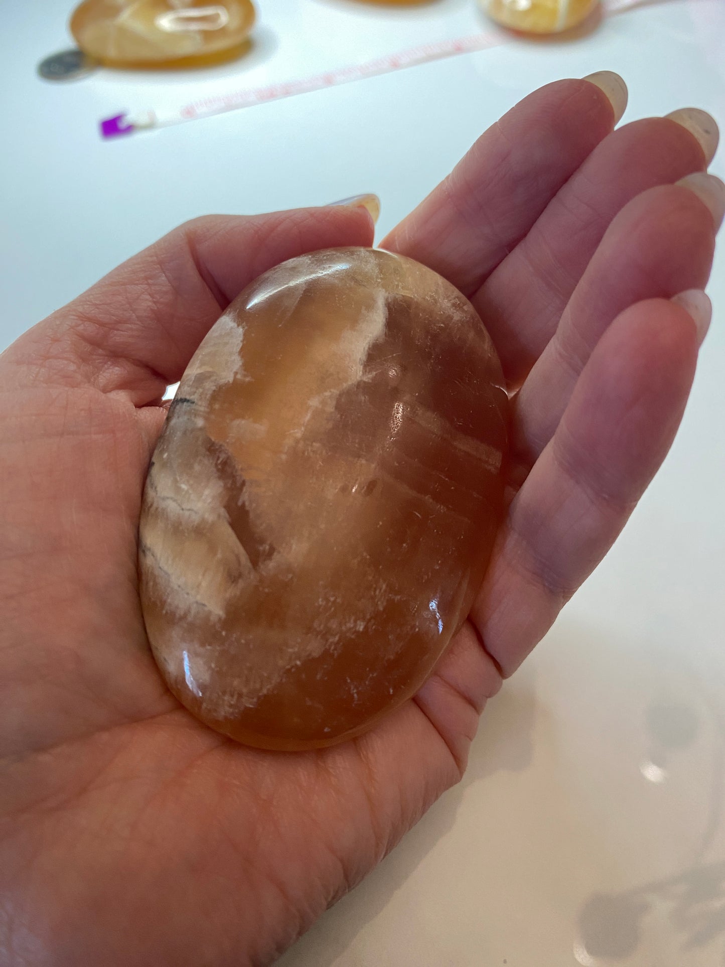Honey 🍯 Calcite Palm Stone