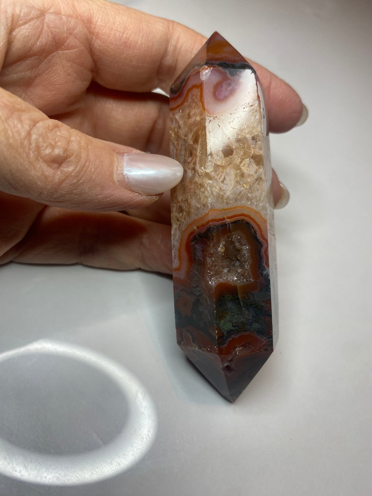 Carnelian with Moss Agate Double Terminated Points