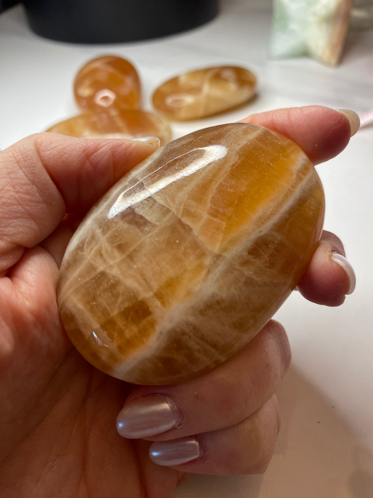 Honey 🍯 Calcite Palm Stone