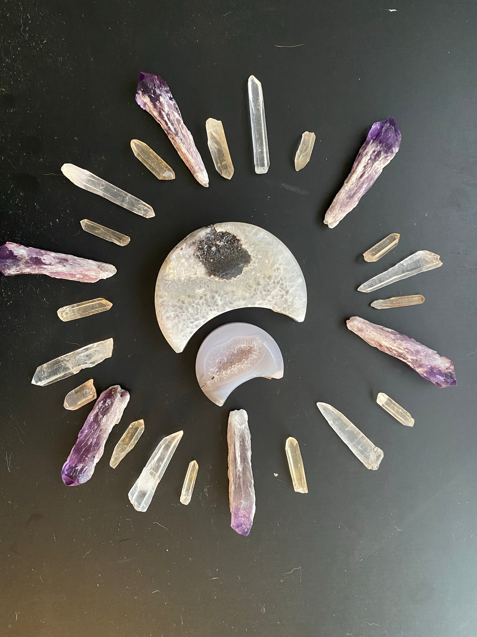 Druzy Agate Crescent Moons - The Healing Collective NY 