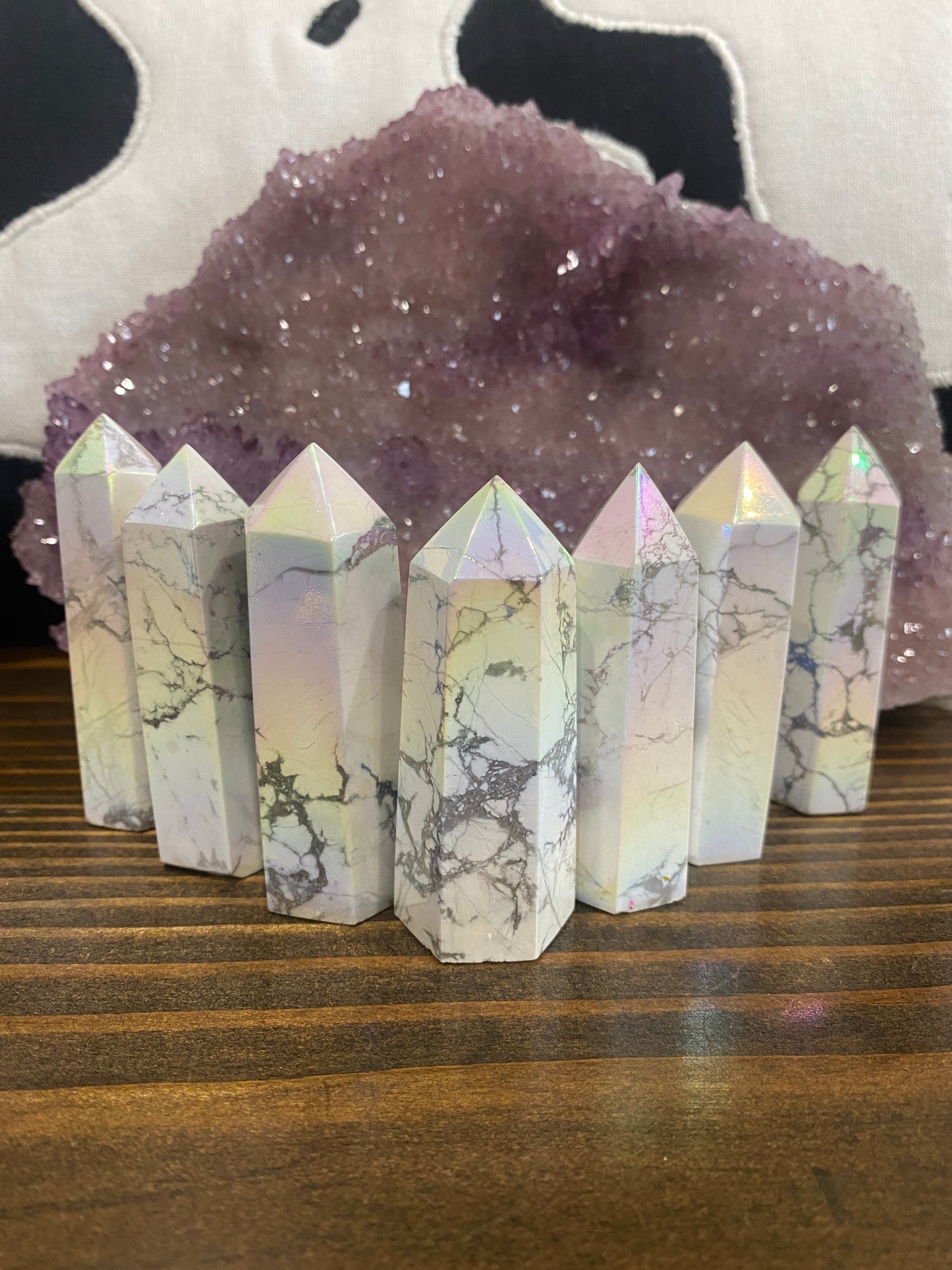 Howlite Rainbow Angel Aura Towers