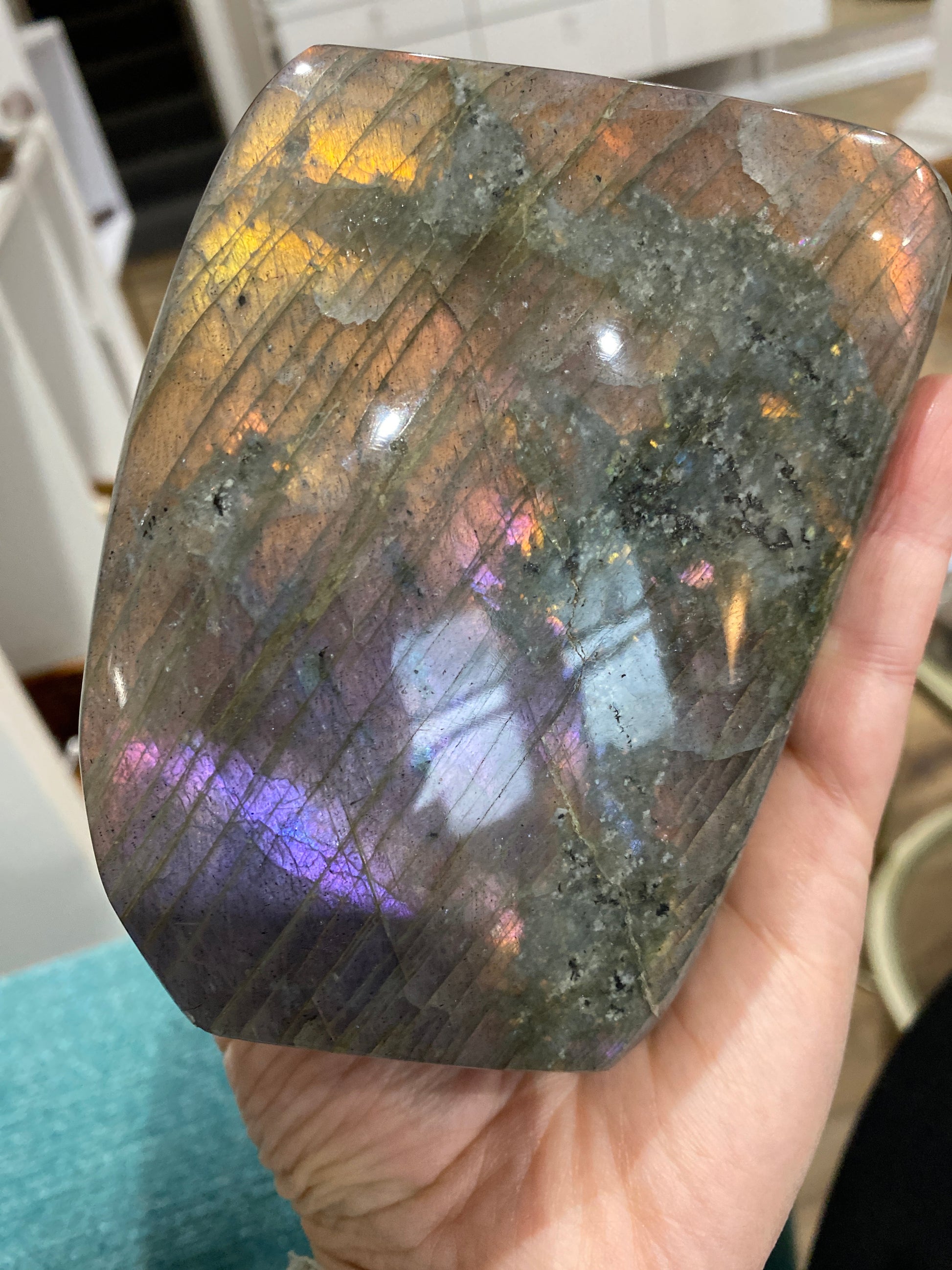 Rare Orange and Pink Flash Labradorite Free Form - The Healing Collective NY 