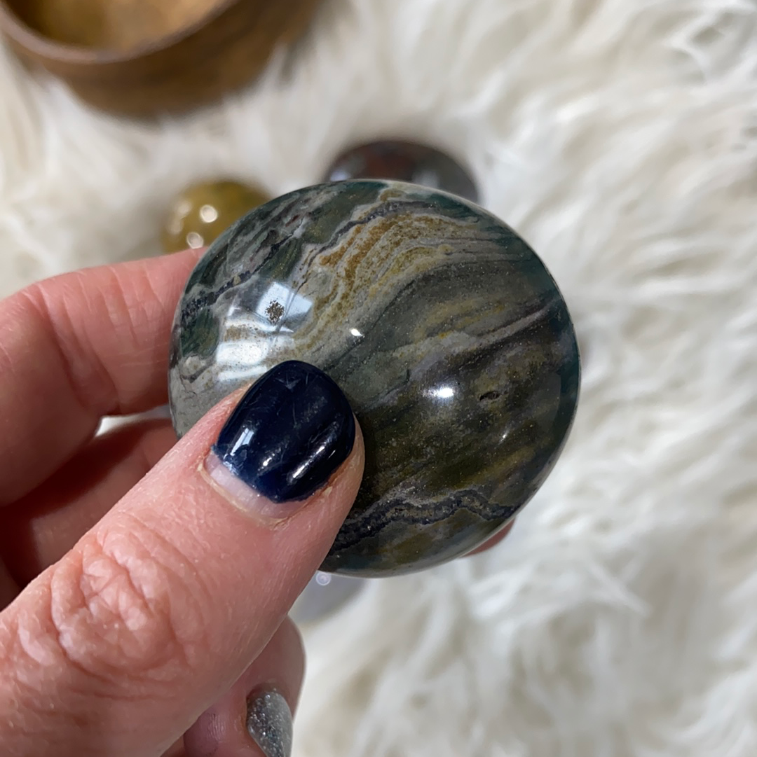 Ocean Jasper Palm Stone - The Healing Collective NY 