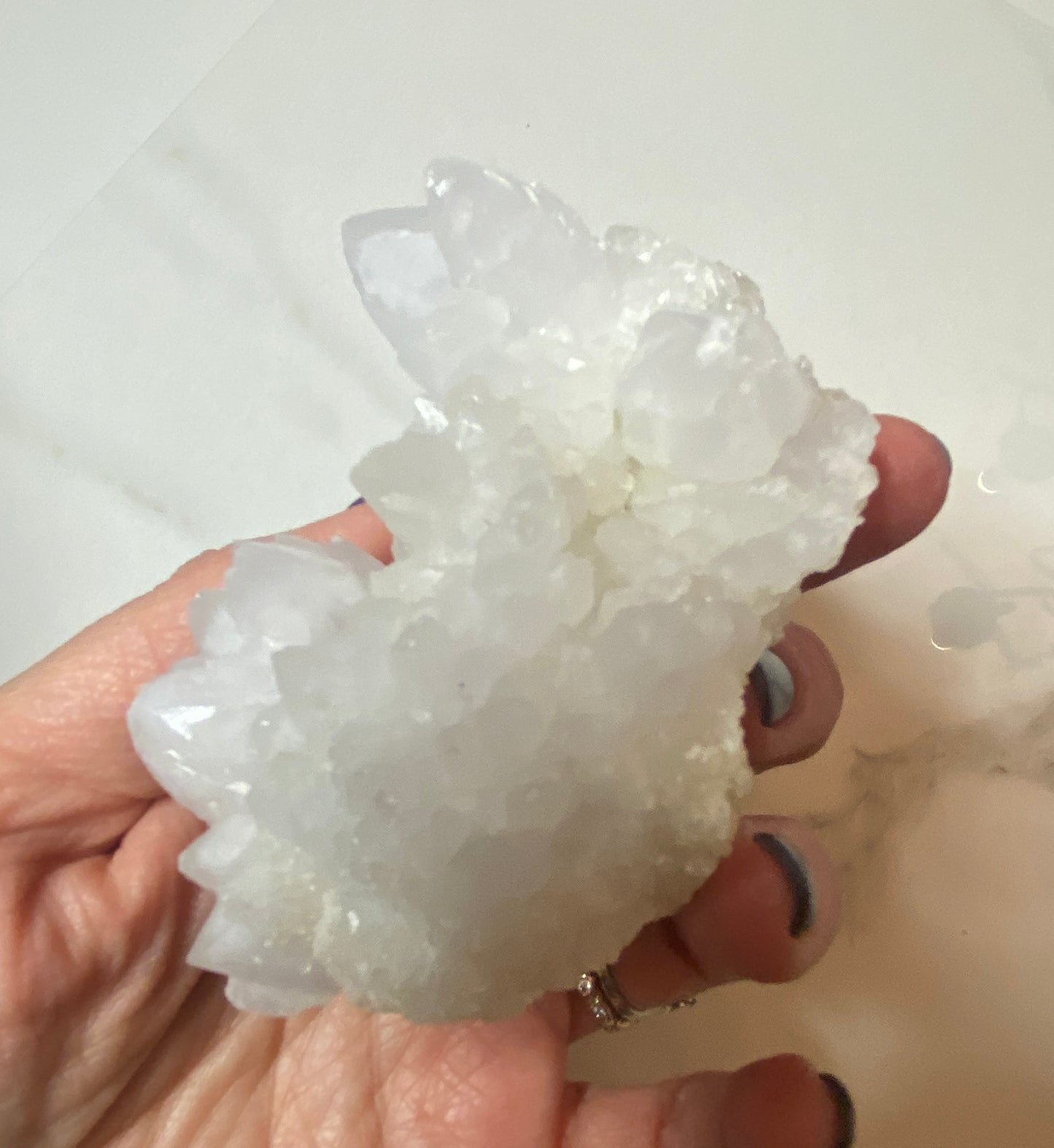 Moroccan Quartz Crystal Geode Cluster | Sugar Quartz | Healing Crystals Energy Stones | Rocks and Minerals | Mineral Specimen - Snow White